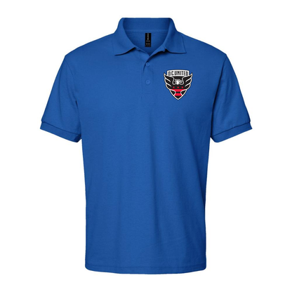 Men's D.C. United FC Dry Blend Polo | Color: Royal Blue | Original artwork on Drive garment