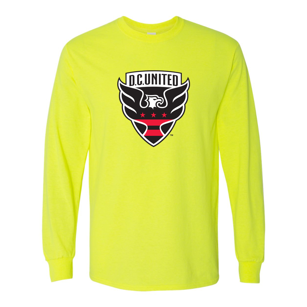 Men's D.C. United FC Cotton Long Sleeve T-Shirt | Color: Safety Green | Original artwork