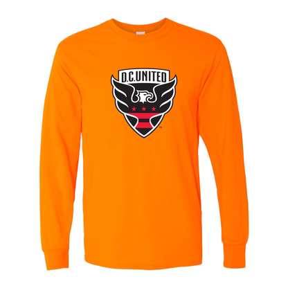 Men's D.C. United FC Cotton Long Sleeve T-Shirt | Color: Safety Orange | Original artwork