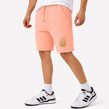 Men's Argentina Soccer Athletic Fleece Shorts | Color: Peach | Original artwork on Drive garment