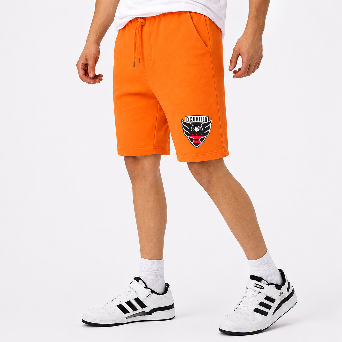 Men's D.C. United FC Athletic Fleece Shorts | Color: Orange | Original artwork on Drive garment
