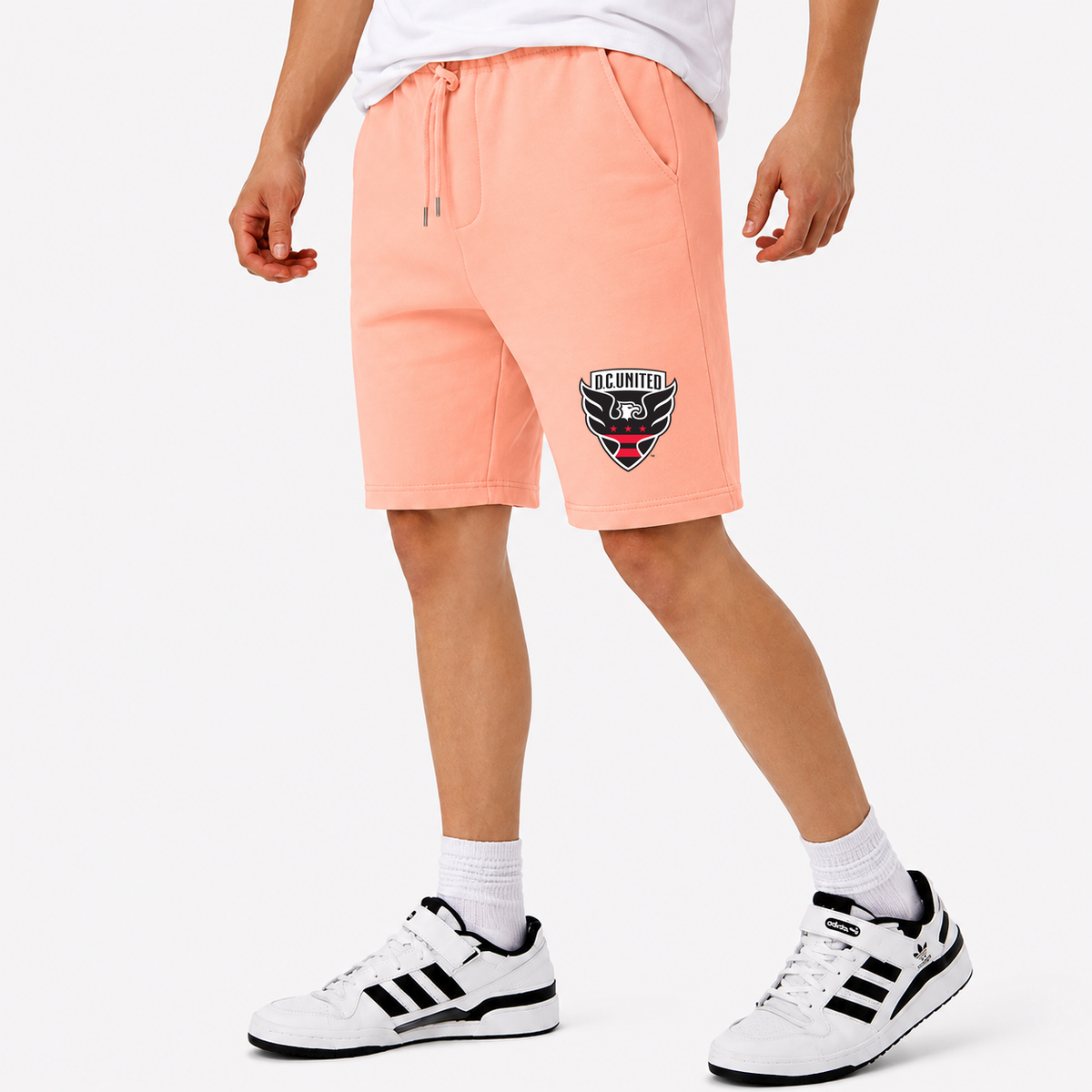 Men's D.C. United FC Athletic Fleece Shorts | Color: Peach | Original artwork on Drive garment