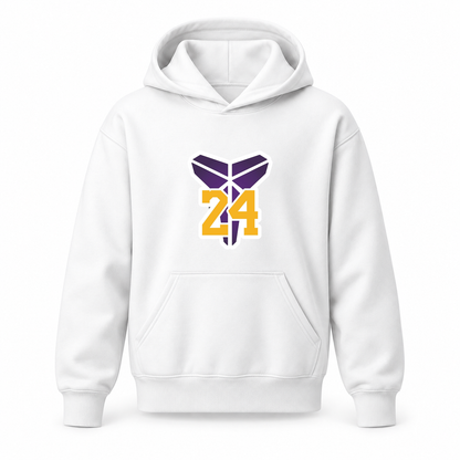 Youth Kids Kobe Bryant Mamba 24 Pullover Hoodie | Color: White | Original artwork on Drive garment