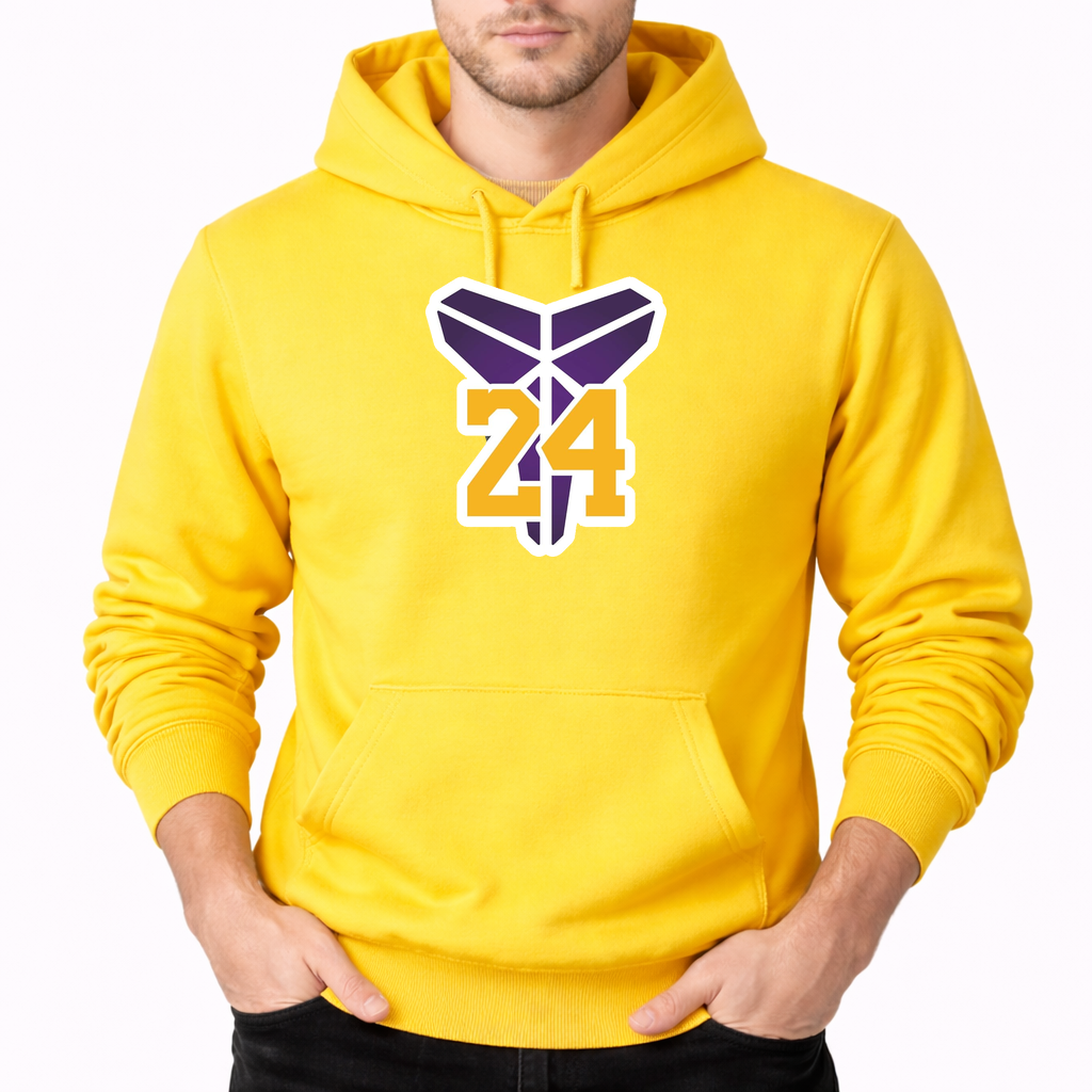 Men's Kobe Bryant Mamba 24 Pullover Hoodie | Color: Yellow | Original artwork on Drive garment