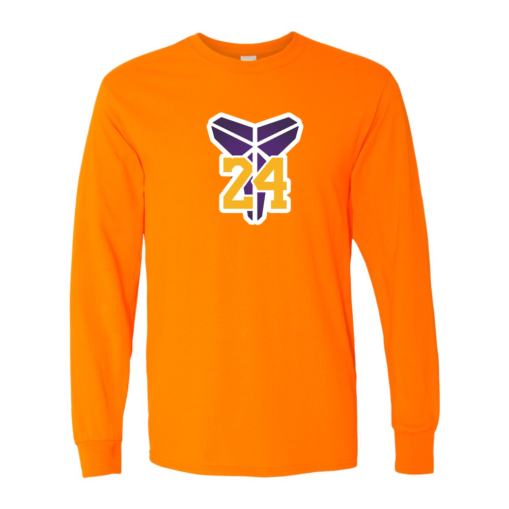 Men's Kobe Bryant Mamba 24 Cotton Long Sleeve T-Shirt | Color: Safety Orange | Original artwork