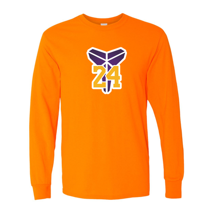 Men's Kobe Bryant Mamba 24 Cotton Long Sleeve T-Shirt | Color: Safety Orange | Original artwork
