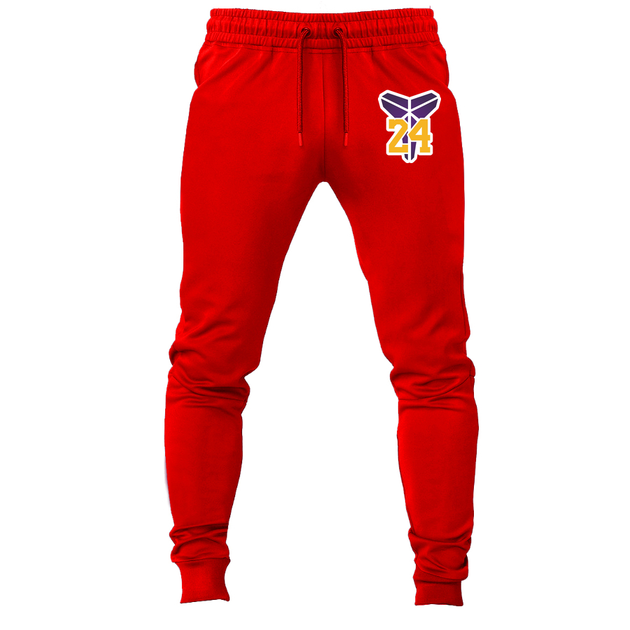 Men's Kobe Bryant Mamba 24 Joggers Sweatpants | Color: Red | Original artwork on Drive garment