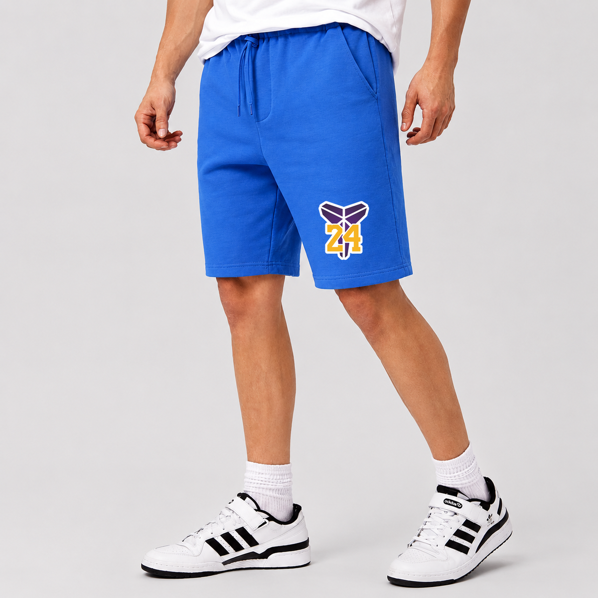 Men's Kobe Bryant Mamba 24 Athletic Fleece Shorts | Color: Azure | Original artwork on Drive garment