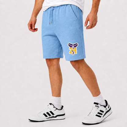 Men's Kobe Bryant Mamba 24 Athletic Fleece Shorts | Color: Sky Blue | Original artwork on Drive garment