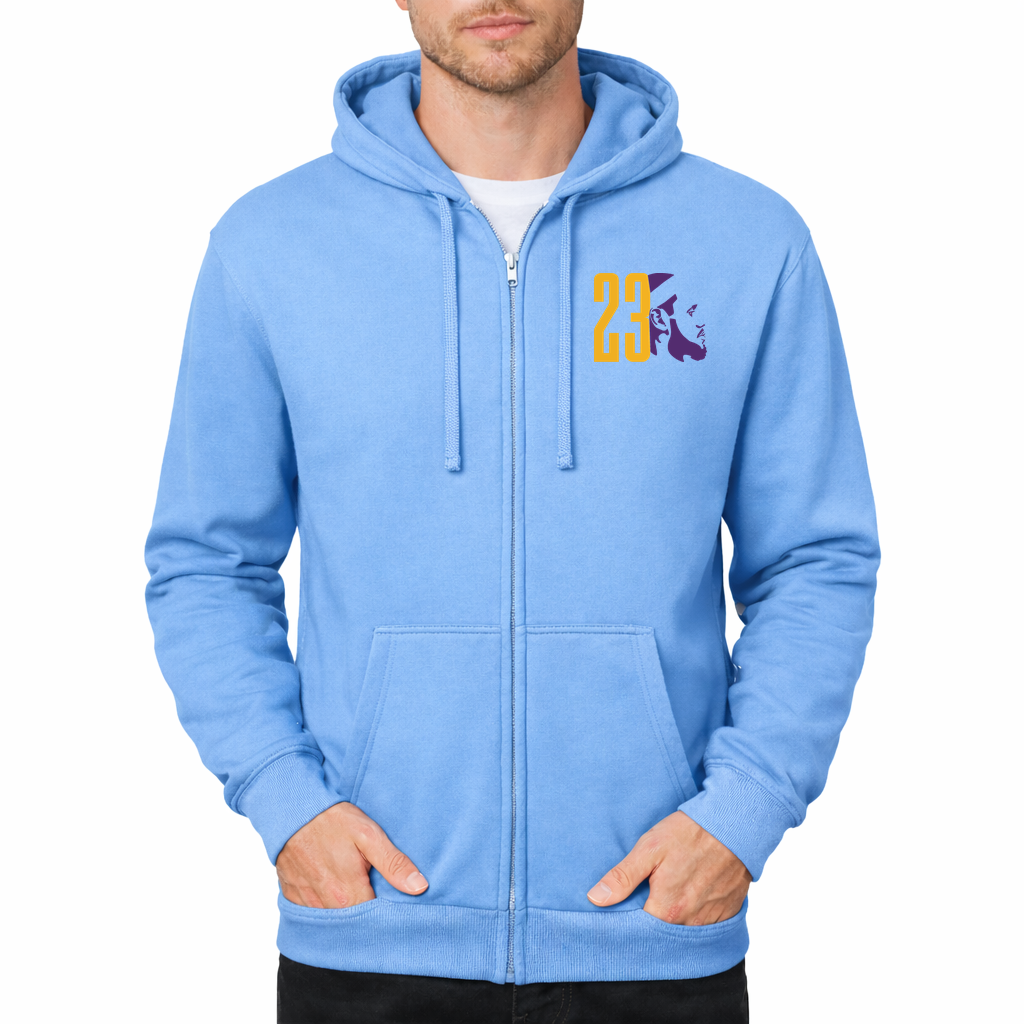 Men's Lebron James 23 Zipper Hoodie | Color: Sky Blue | Original artwork on Drive garment