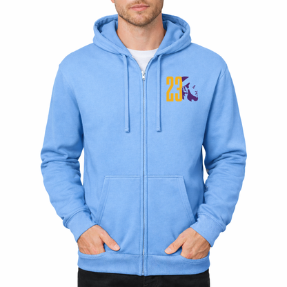 Men's Lebron James 23 Zipper Hoodie | Color: Sky Blue | Original artwork on Drive garment