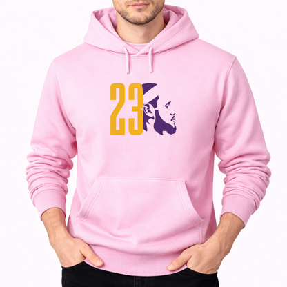 Men's Lebron James 23 Pullover Hoodie | Color: Light Pink | Original artwork on Drive garment