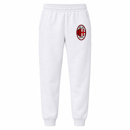 AC Milan Soccer youth jogger sweatpants, White, Youth Large ages 10–12