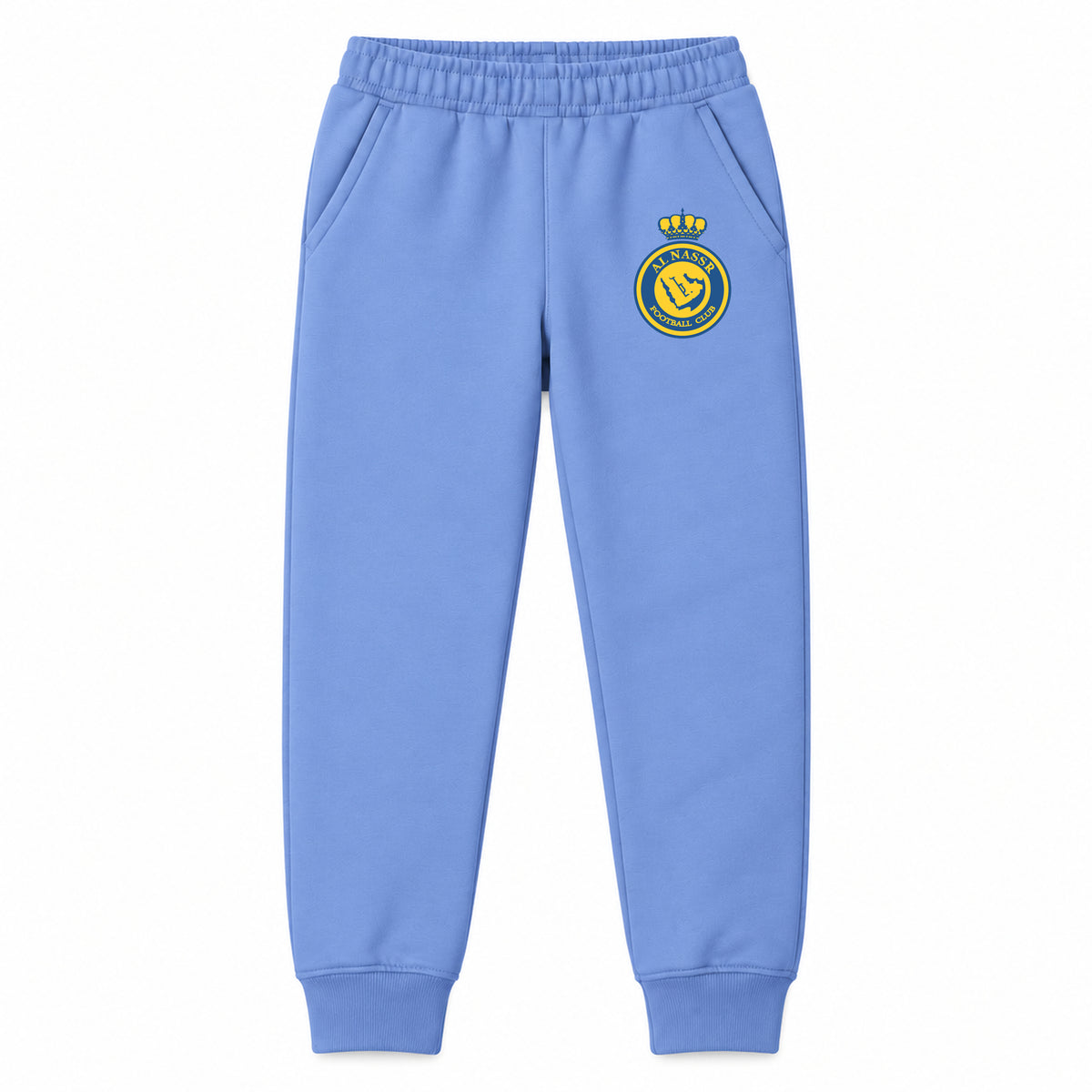 Al Nassr FC youth jogger sweatpants, Carolina Blue, Youth Large ages 10–12