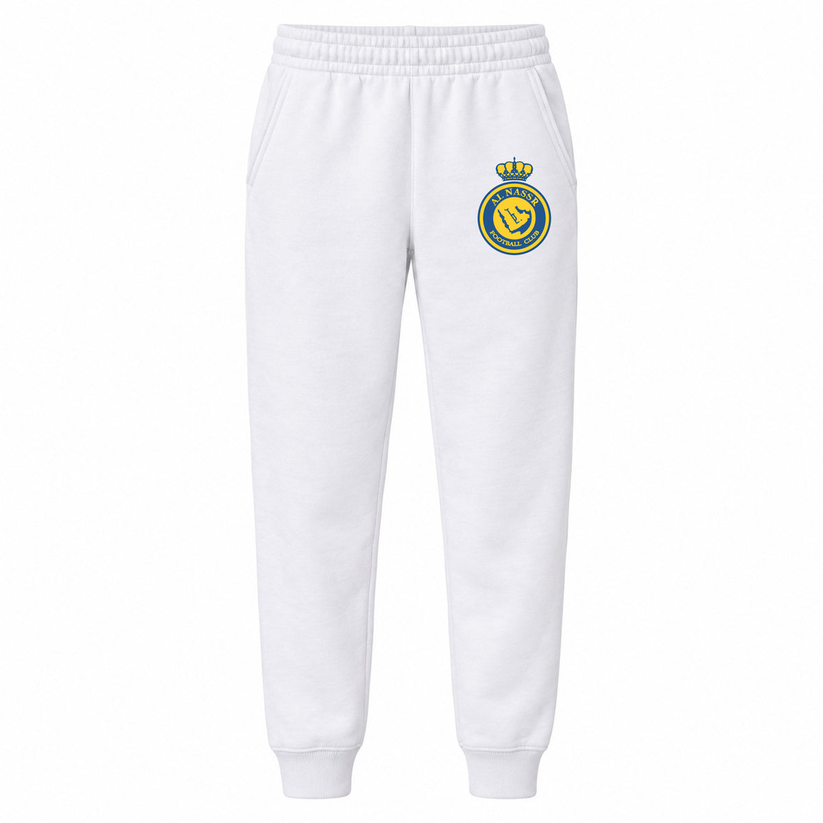 Al Nassr FC youth jogger sweatpants, White, Youth Large ages 10–12
