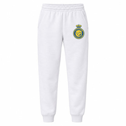 Al Nassr FC youth jogger sweatpants, White, Youth Large ages 10–12