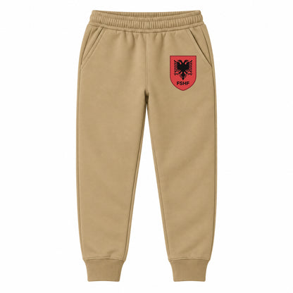 Albania National Soccer Team youth jogger sweatpants, Khaki, Youth Large ages 10–12