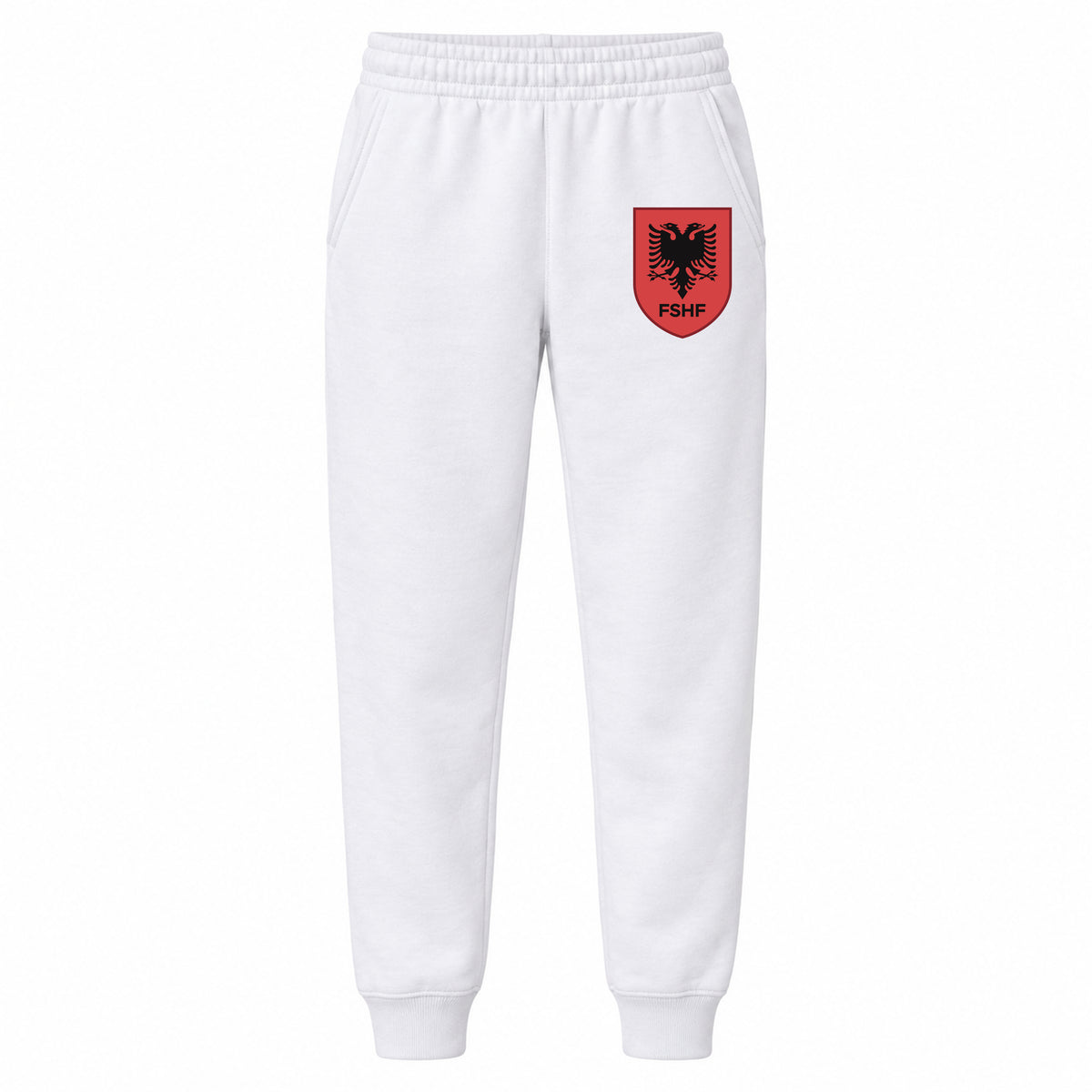 Albania National Soccer Team youth jogger sweatpants, White, Youth Large ages 10–12