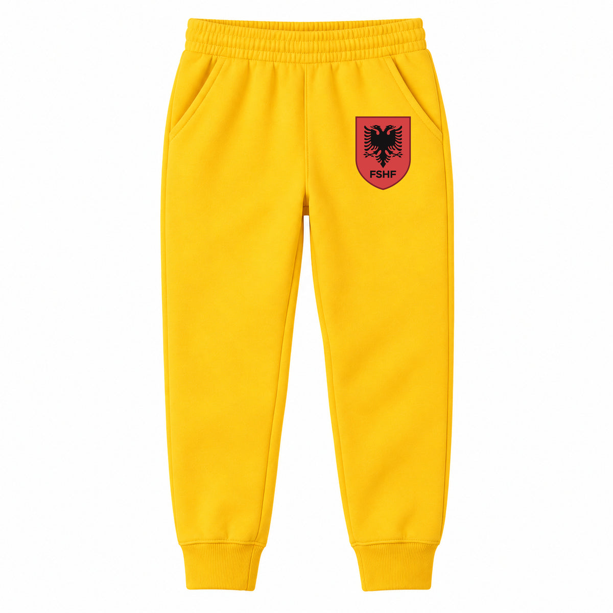 Albania National Soccer Team youth jogger sweatpants, Yellow, Youth Large ages 10–12