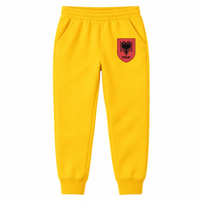 Albania National Soccer Team youth jogger sweatpants, Yellow, Youth Large ages 10–12