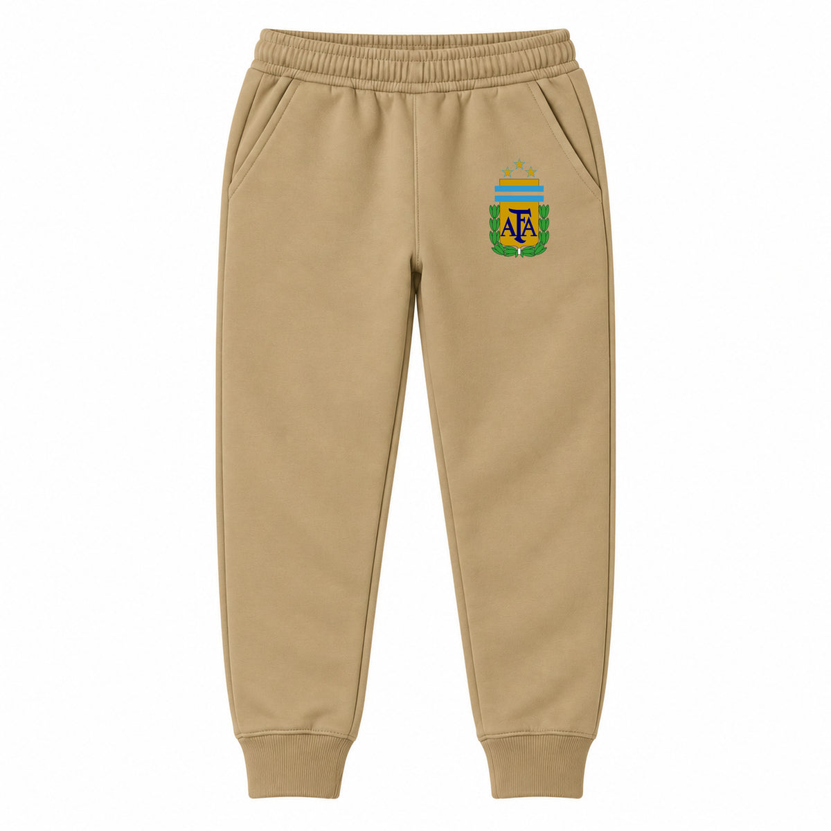 Argentina National Soccer Team youth jogger sweatpants, Khaki, Youth Large ages 10–12