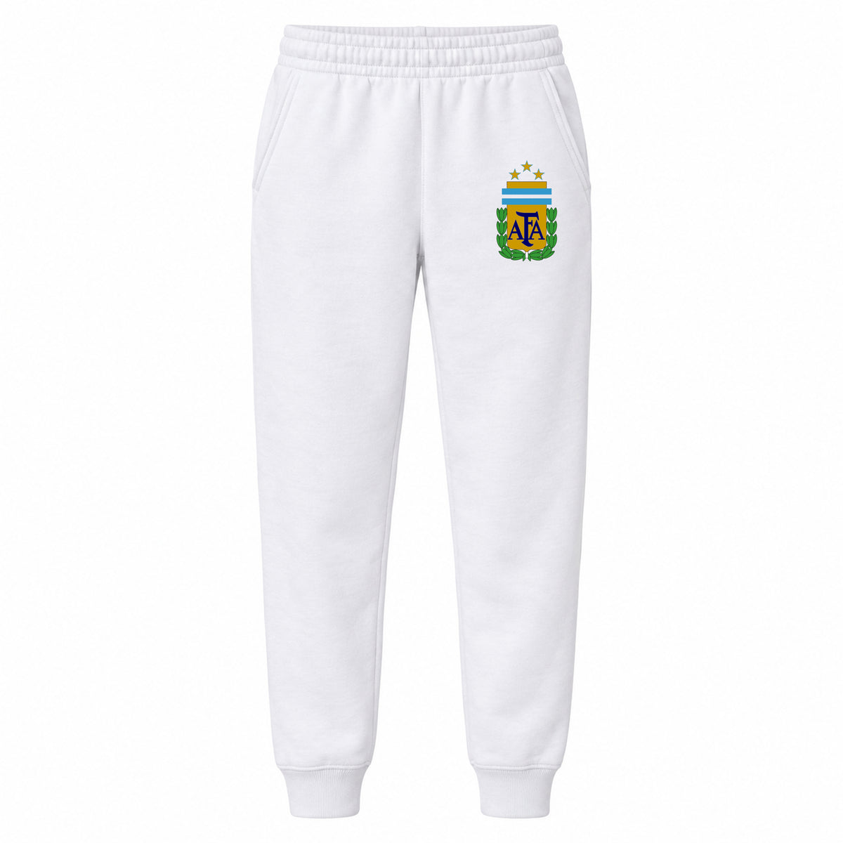 Argentina National Soccer Team youth jogger sweatpants, White, Youth Large ages 10–12