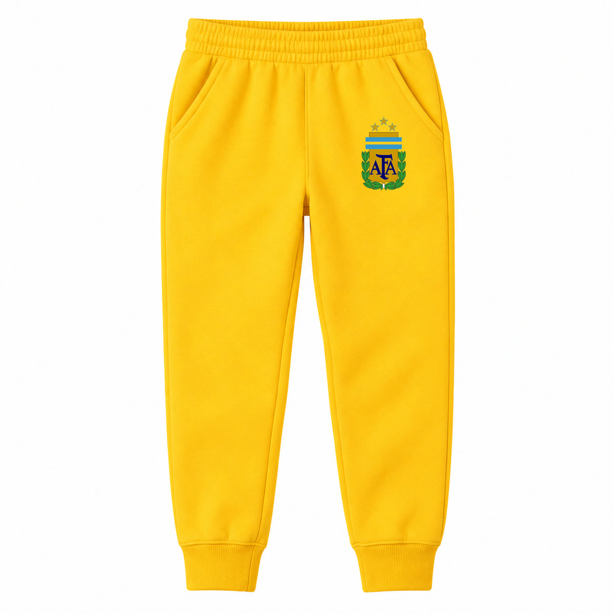 Argentina National Soccer Team youth jogger sweatpants, Yellow, Youth Large ages 10–12