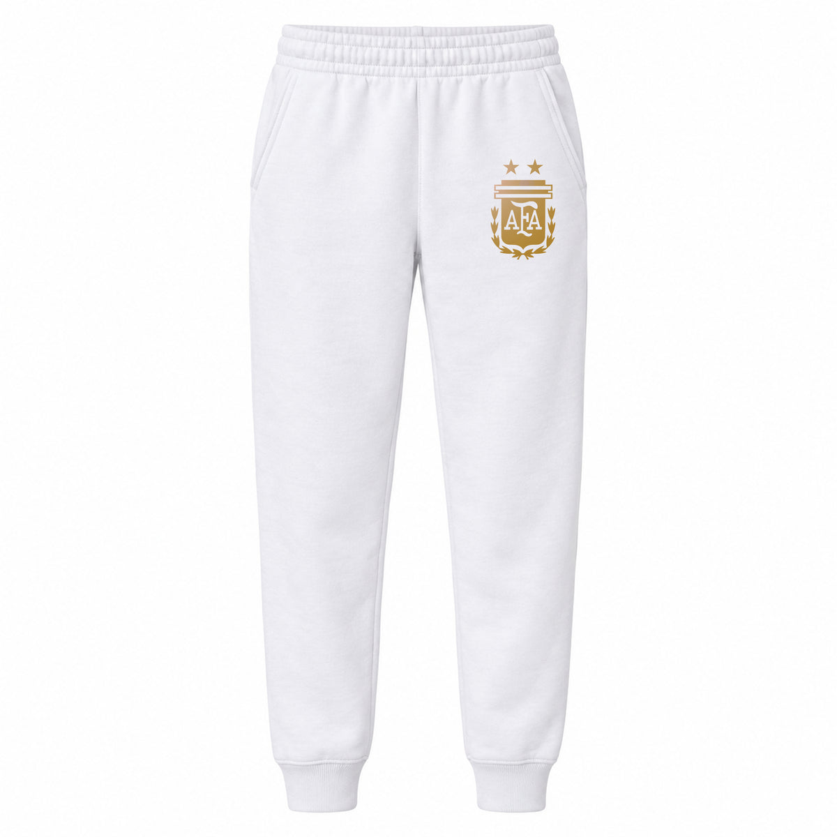 Argentina Soccer youth jogger sweatpants, White, Youth Large ages 10–12