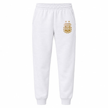 Argentina Soccer youth jogger sweatpants, White, Youth Large ages 10–12