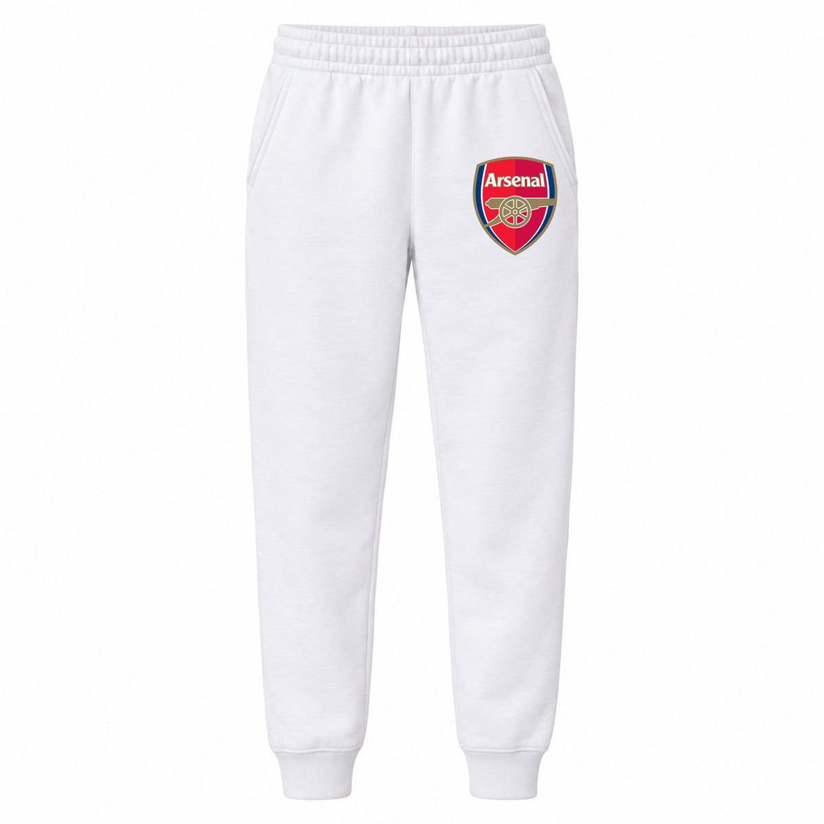 Arsenal Soccer youth jogger sweatpants, White, Youth Large ages 10–12