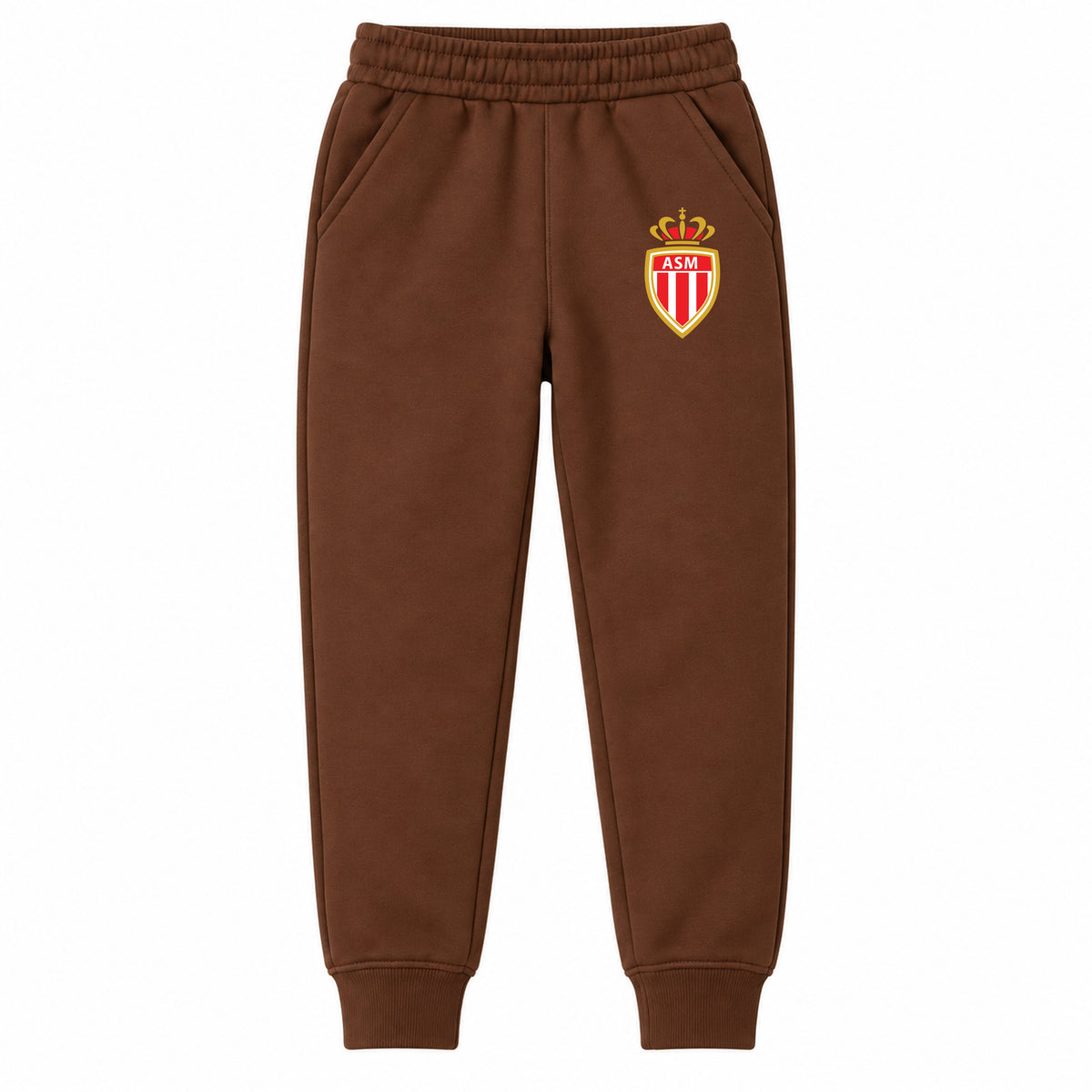 AS Monaco FC youth jogger sweatpants, Brown, Youth Large ages 10–12