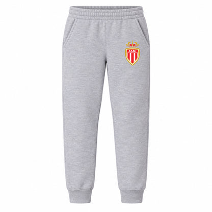 AS Monaco FC youth jogger sweatpants, Grey, Youth Large ages 10–12