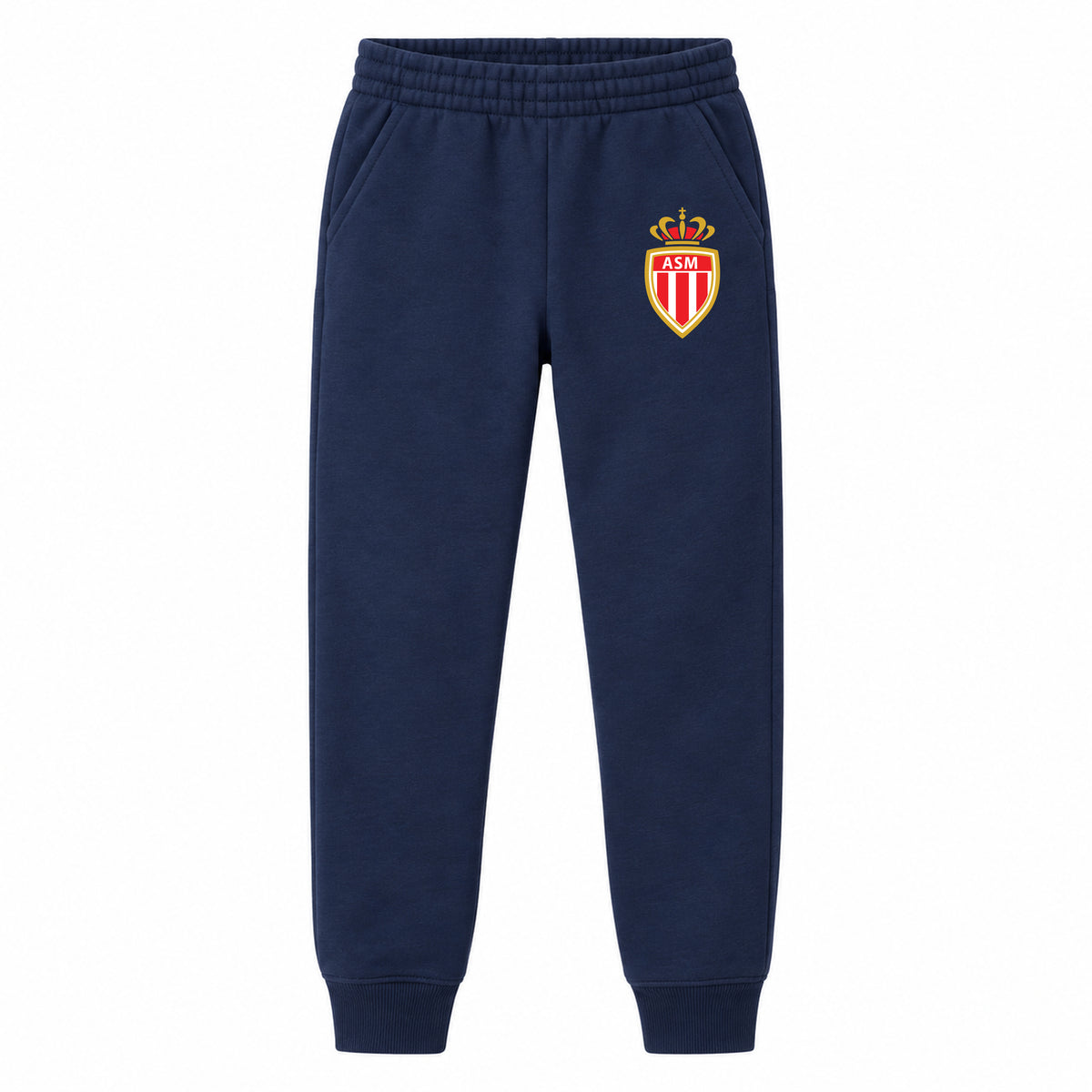 AS Monaco FC youth jogger sweatpants, Navy Blue, Youth Large ages 10–12