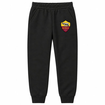 AS Roma FC youth jogger sweatpants, Black, Youth Large ages 10–12