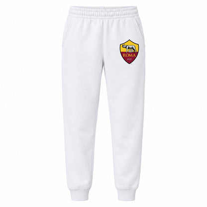AS Roma FC youth jogger sweatpants, White, Youth Large ages 10–12