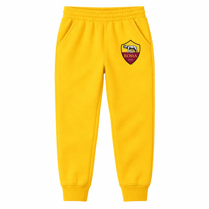 AS Roma FC youth jogger sweatpants, Yellow, Youth Large ages 10–12