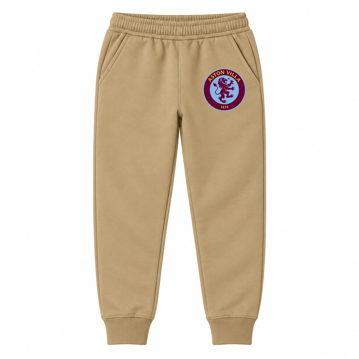 Aston Villa FC youth jogger sweatpants, Khaki, Youth Large ages 10–12