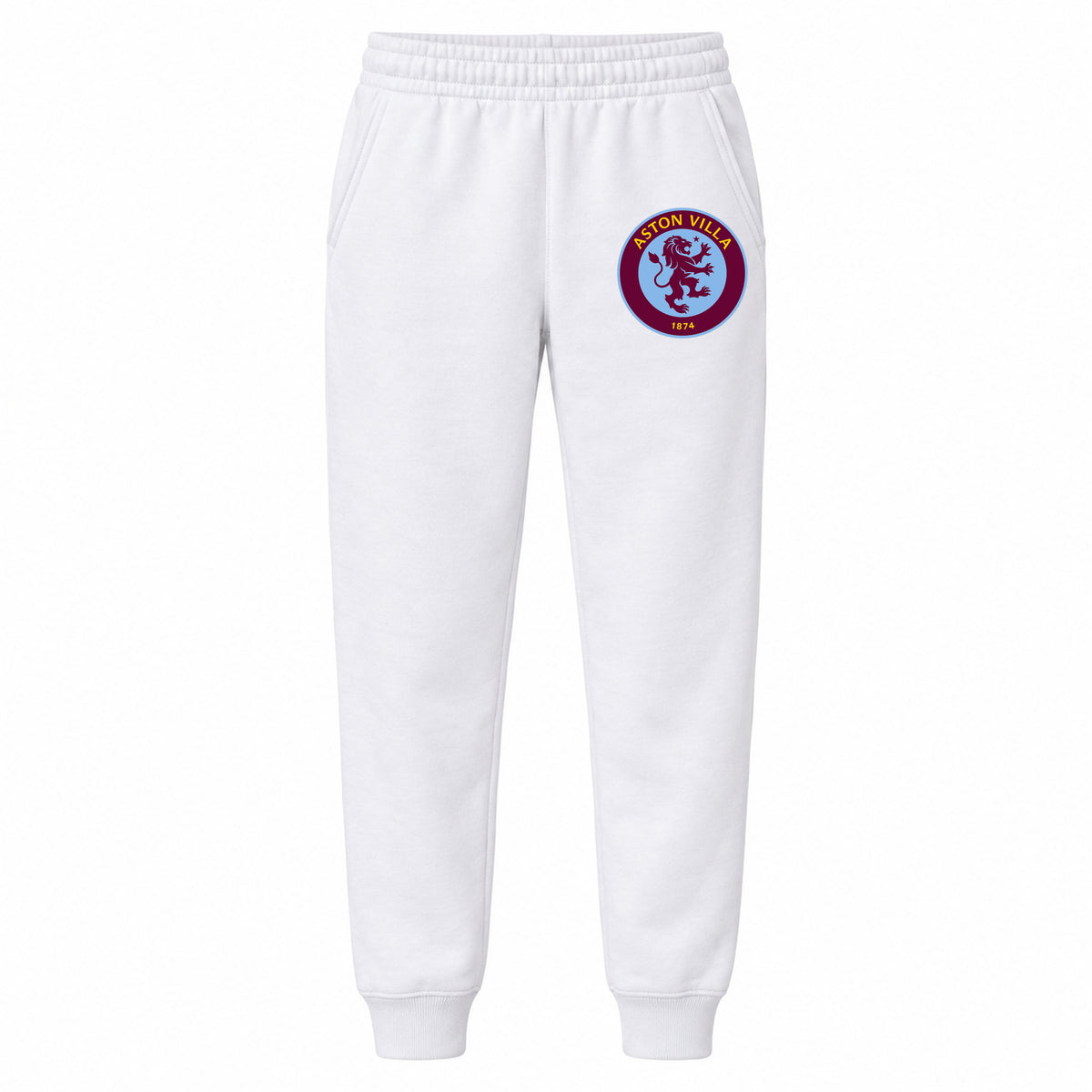 Aston Villa FC youth jogger sweatpants, White, Youth Large ages 10–12