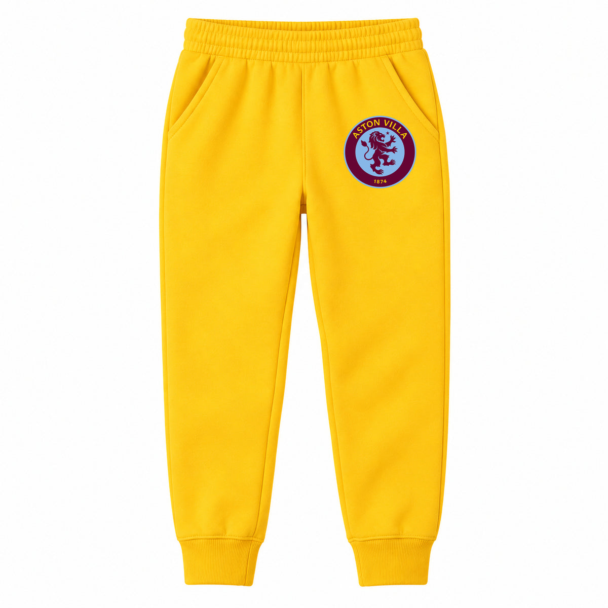Aston Villa FC youth jogger sweatpants, Yellow, Youth Large ages 10–12