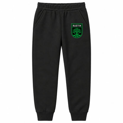 Austin FC youth jogger sweatpants, Black, Youth Large ages 10–12