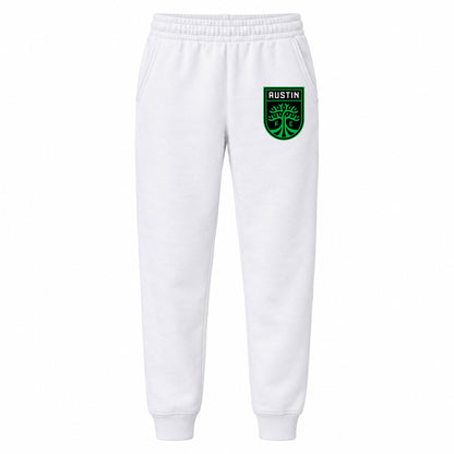 Austin FC youth jogger sweatpants, White, Youth Large ages 10–12