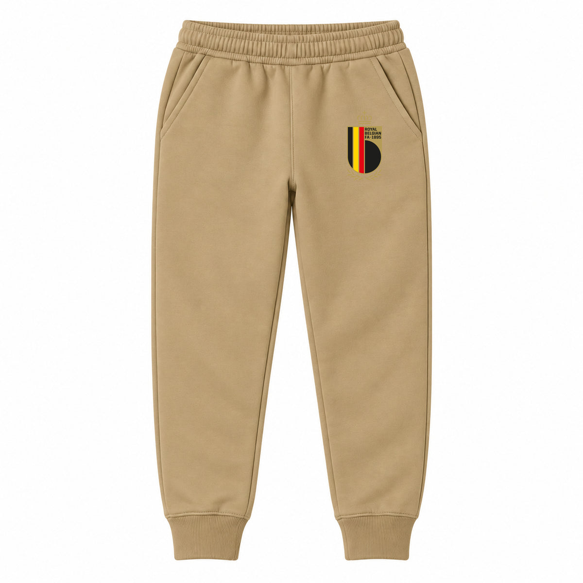 Belgium National Soccer Team youth jogger sweatpants, Khaki, Youth Large ages 10–12
