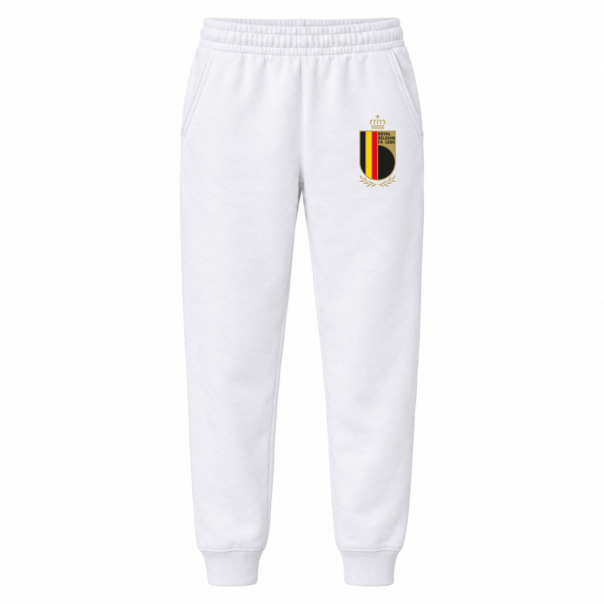 Belgium National Soccer Team youth jogger sweatpants, White, Youth Large ages 10–12