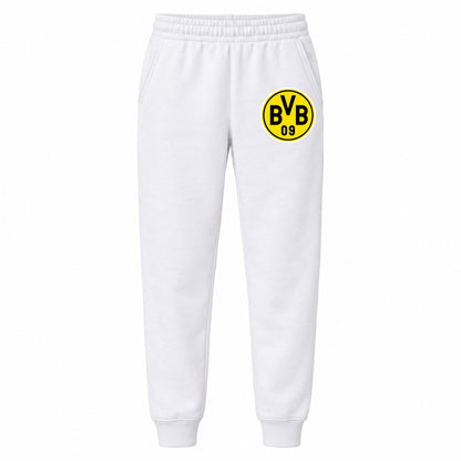 Borussia Dortmund BVB FC youth jogger sweatpants, White, Youth Large ages 10–12