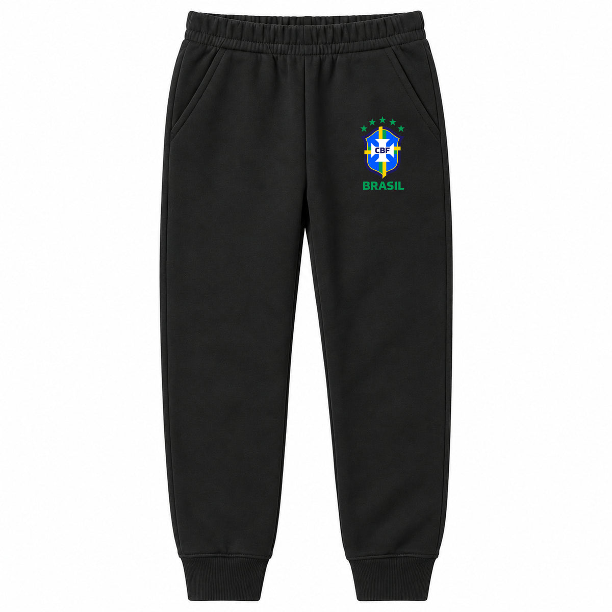 Brasil National Soccer Team youth jogger sweatpants, Black, Youth Large ages 10–12