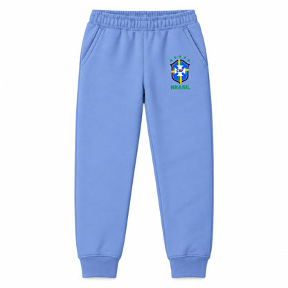 Brasil National Soccer Team youth jogger sweatpants, Carolina Blue, Youth Large ages 10–12