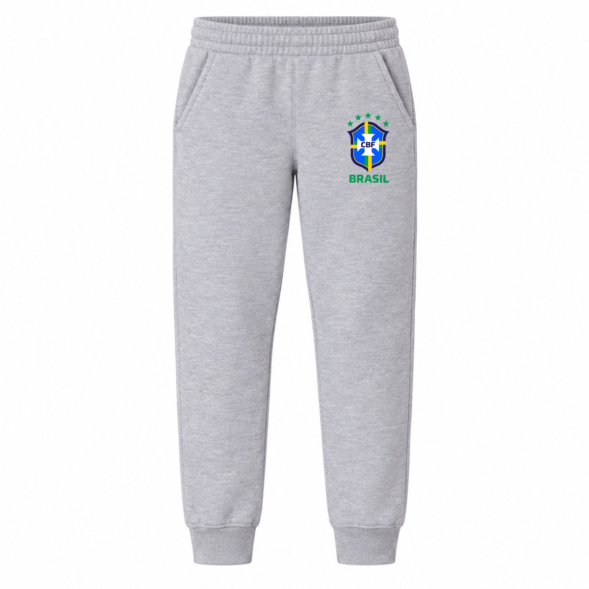 Brasil National Soccer Team youth jogger sweatpants, Grey, Youth Large ages 10–12