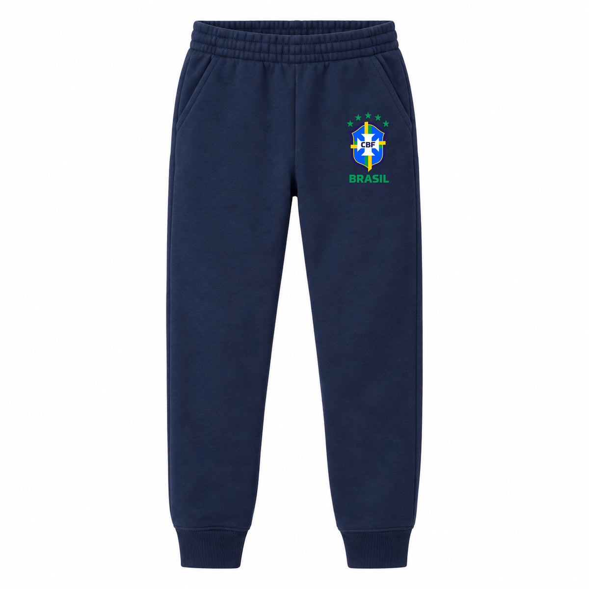 Brasil National Soccer Team youth jogger sweatpants, Navy Blue, Youth Large ages 10–12