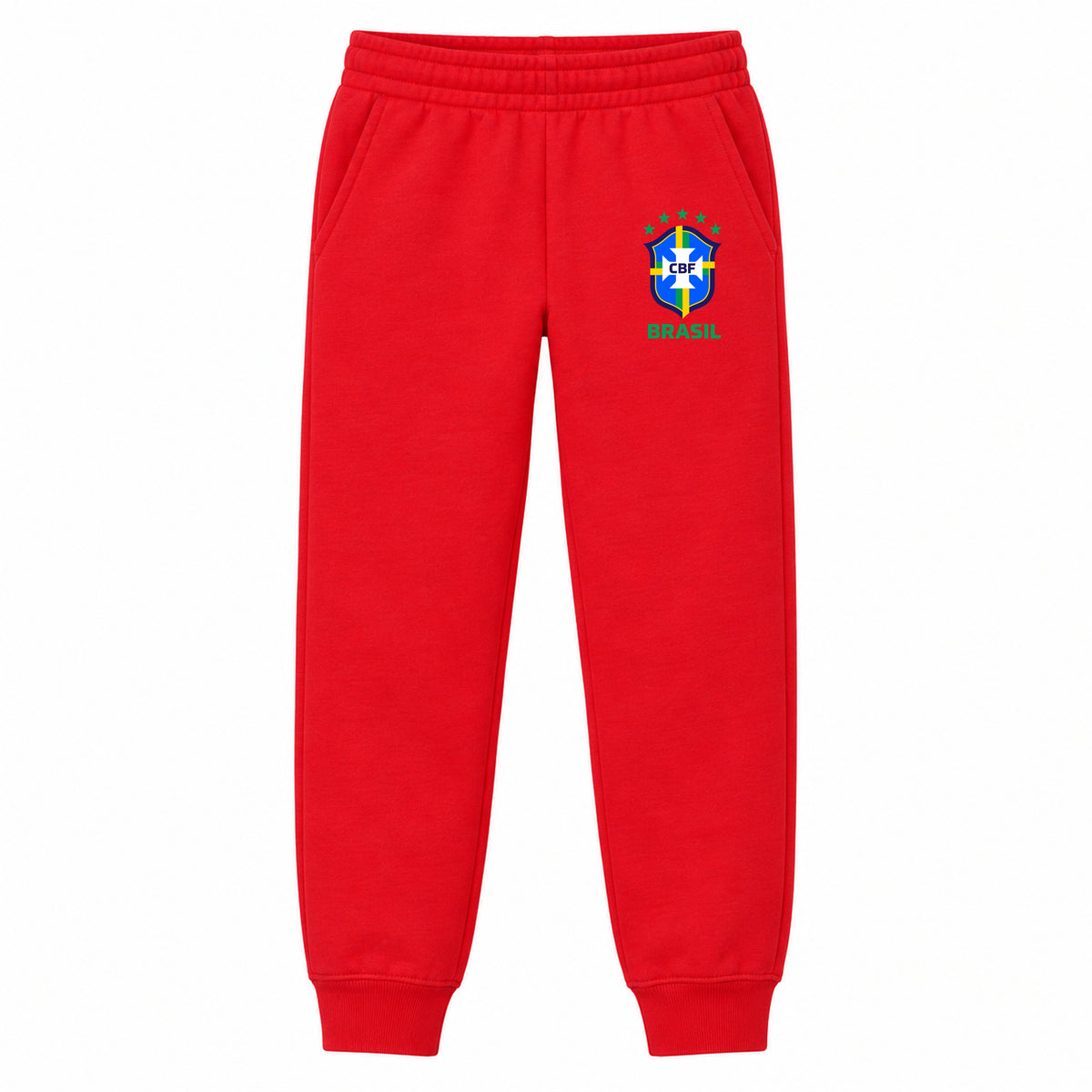Brasil National Soccer Team youth jogger sweatpants, Red, Youth Large ages 10–12