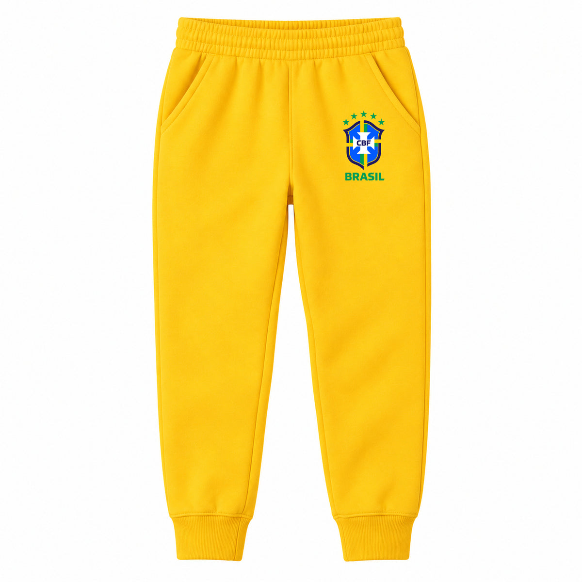 Brasil National Soccer Team youth jogger sweatpants, Yellow, Youth Large ages 10–12